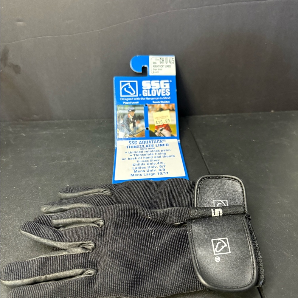 SSG Black Riding Gloves children’s size 4/5, New